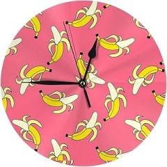 Banana Pattern Silent Electronic PVC Wall Clock，Dual-Use with Stand for Home Office