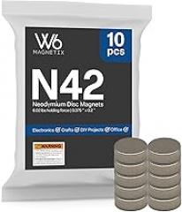 Strong Neodymium Disc Magnets, N42, Plated, 0.375 in x 0.2 in, 6.02 lbs Holding Force, for Use On Electronics, Sensors, and Crafts, Pack of 10