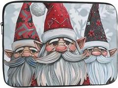 Santa Gnome Laptop Sleeve Case for Men Women Shockproof Laptop Bag for Travel Office School, black, 10 inch