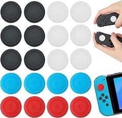 Joystick Caps, Pack of 20, Compatible with PS5 Controller Stick Attachments, Compatible with Switch Joystick Caps, Multicoloured Rocker Arm Cover for Easy Installation (Black/White/Red/Blue)