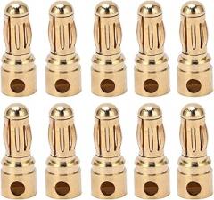 Walfront 10PCS Copper Gold Plated Banana Plug 12.040 3.5mm Banana Plug Connector Adapter DIY Connectors Electronic Test Accessories