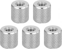 Round Weld Nuts,5Pcs M4 304 Stainless Steel Extended Cylindrical Flat Head Diamond Knurled Through Hole Lock Adjusting Nuts Fasteners for Electronic(M4xΦ8x8mm)