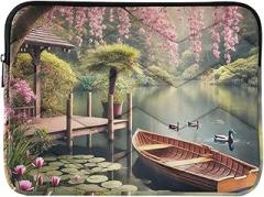 Laptop Case Cover Portable Electronic Device Cover Cherry Blossoms Pond Shockproof Protective Notebook Case