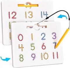 GAMENOTE Magnetic Number Tracing Board, 2 in 1 Double Sided Numbers 1-20 Writing Board for Toddlers & Kids, Preschool Handwriting Learning Toys, Educational Math Manipulatives