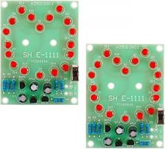 2 Sets Solder Practice Kit CD4017 Electronic Lucky Wheel DIY Soldering Kits Heart-shaped LED Light Circuit Board Fun Probability Game to Learn and Training