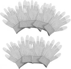 ARTIBETTER 5pairs Static Non- Gloves for Electronics Carbon Fiber Pu Coated for Building Mobile Repair and Jewelry Work Thermal Insulation