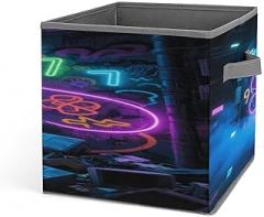 Home Laundry Basket Electronic Graffiti Wall Printed Storage Box Suitable for Home Bathroom Bedroom Clothes Storage Box