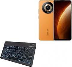 BoxWave Keyboard Compatible with Realme Narzo 60 - SlimKeys Bluetooth Keyboard - with Backlight, Portable Slim LED 7 Colors - Jet Black