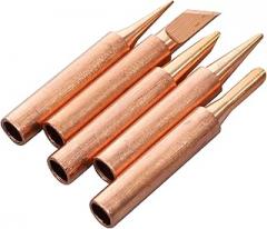 5pcs Pure Copper Soldering Iron Tips Replacement Kit Quick Heat Transfer Welding Tips for Precise Electronic Soldering Easy to Replace and Efficient Heat Conductivity