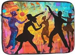 Music Print Laptop Sleeve Case for Men Women Shockproof Travel Office School, black, 13 inch