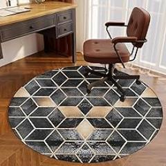 Drum Rug Office Chair Mat for Carpet and Hardwood Floors Round Gaming Chair Floor Mat, Multi-Purpose Carpet Protector, Low Pile Anti-Slip Mat for Home Office-C||80CM