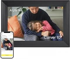 Aura Carver HD WiFi Digital Picture Frame, 10.1”, Add Photos with Aura App, Free Unlimited Storage - Wirecutter’s Pick for Best Digital Photo Frame 2022 - Gravel