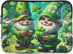 Laptop Case Gnome Clovers Waterproof Briefcase Bag Portable Electronic Device Cover, 15-15.6 Inch