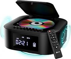 KLIM Boombox E1 - CD Player Portable Audio System + Extra BASS with Subwoofer + FM Radio, CD MP3 Bluetooth AUX USB + Wired and Wireless Mode Rechargeable Battery + Remote Control (Renewed)