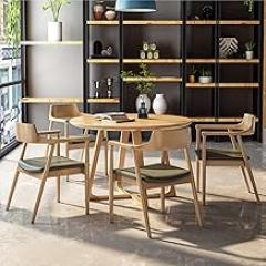Negotiation Table and Chair Set, Office Reception Room Club Table, Kitchen Dining Table Set for 4, Simple Round Furniture Table and Chair Set, Save Space(Wood Color,80cm/31.4in)
