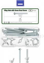 uxcell 10 Set Screw Bolts Kit with Wing Nut, Carbon Steel 1/4