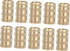 Amosfun 10Pcs Brass Knurled Nuts Female Threaded Insert Embedment Nuts for Injection Molding Easy Installation for Automotive Electronics