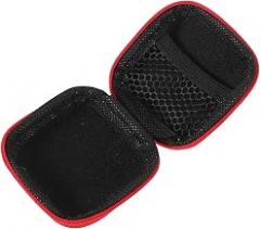 Portable Eva Earbud Case Holder and Cable Organizer Bag for Travel, Red Electronics Storage Pouch for Earbuds, Chargers, and Cord Accessories