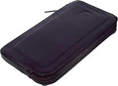 Genuine Leather Phone Pouch Case Sleeve with Zip – Slim Mobile Phone Holder Wallet for Passport ID and Cards Fits iPhone 17 Pro Max, 16, 15 Samsung Galaxy S25 & Android - Brown