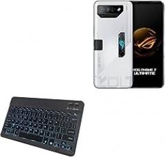 BoxWave Keyboard Compatible with ASUS ROG Phone 7 Ultimate - SlimKeys Bluetooth Keyboard - with Backlight, Portable Slim LED 7 Colors - Jet Black