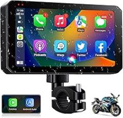 6.25 Inch CarPlay Motorcycle Screen IP67 Waterproof Motorcycles GPS Navigation System with Dual Bluetooth Siri Google Voice Assistant Moto Carplay & Android Auto Screen Motorcycle Car Play