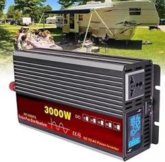 Power Converter Peak 3000W Pure Sine Wave Inverter DC 12V/24V/48V/60V to AC 110V/220V Solar Inverter for Small Household Electronic Devices,24v~220v~50hz