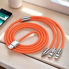 Generic Universal Multi Connector Charging Cable All in One Phone Cord for Home Travel Office Daily Use Fast Charge Compatible (Orange,6 feet 7 inches)