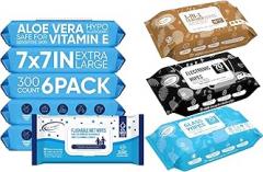 Air Jungles Bundle: Flushable Body Wipes (300 ct, 6 Pack) + 3-in-1 Leather Cleaner Wipes (70 ct) + Electronic Screen Cleaning Wipes (70 Count) + Glass & Window Cleaner Wipes (70 ct)