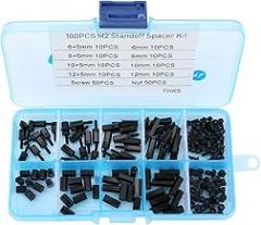 Nylon M2 Standoff Assortment, Sturdy Standoffs with Screws Nuts for Machinery, Electronics, Cars