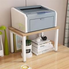 2-Tier Printer Stand - Kitchen Microwave Rack, Small Desk Bookshelf, Bathroom Storage Rack, Computer Desk Desktop Bookcase/Display Rack, for Kitchen/Living/Dining (Color : White+Log, Size : 39