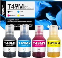 560ML T49M Sublimation Ink for T49M1 T49M2 T49M3 T49M4 Black Cyan Magenta Yellow Ink Bottles for SureColor F170 SC-F170 Surecolor F570 SC-F570 Printers, 4 Pack T49M Ink Refills