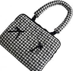 Bow Laptop Sleeve, 13-15 Inch Puffy Laptop Carrying Sleeve with Handle, Electronic Device Case, Cute Quilted Computer Case for Laptops (Black)