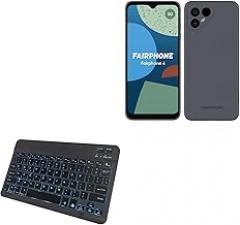 BoxWave Keyboard Compatible with Fairphone 4 - SlimKeys Bluetooth Keyboard - with Backlight, Portable Slim LED 7 Colors - Jet Black