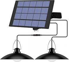 Solar Pendant Dual Head Outdoor Waterproof Solar Powered Shed s Reable LED Ceiling Lamp Auto Illuminating ing s for Yard Garden Patio Gate Street