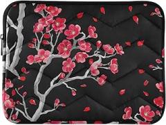 Red Flowers Branches Black Laptop Case Laptop Sleeves 15 Inch Portable Electronic Device Cover
