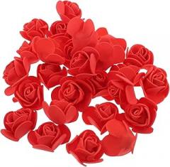 Milisten 50pcs Mini Artificial Rose Heads 3.5cm Red Faux Flower for DIY Crafts Home Decoration Party Supplies