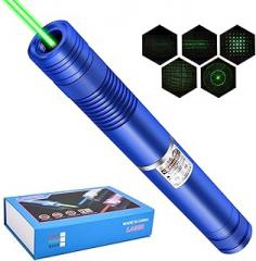 Long Range Green High Power Laser Pointer, Laser Pointer High Power with 5 Pcs Star Cap for Astronomy, Architecture, Outdoor Adventures
