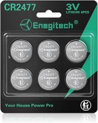 Enegitech CR2477 Lithium Button Battery Coin 2477 3V Button Cell​​ for Wall Clocks, Hygrometers, Electronic Scales, Smart Meters, Compatible with Ecobee Smart Sensor Coin Cell (6 Pack)