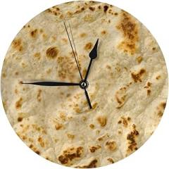 Burritos, Giant Tortilla Silent Electronic PVC Wall Clock，Dual-Use with Stand for Home Office
