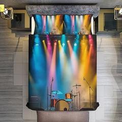 Drum Kit Modern Duvet Cover Set, Soft Electronic Musical Instrument Bedding with Zipper Closure, 3-Piece Set with 2 Pillowcases, Twin Size 86