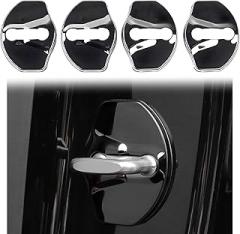 Fit 2016-2024 Tesla Model 3 Car Door Lock Cover Protector for Model Y Door Stopper Cover with Stainless Steel Guard Tasla Accessories 4Ps (Titanium Black)