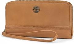Timberland womens Leather RFID Zip Around Wallet Clutch With Wristlet Strap