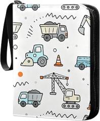Collection Sports Cards Album Holder Sleeves for Baseball Cards, Football Card, TCG MTG Cards, Collectible Card Protection, 50 Pages Put Up to 400 Cards Cute Construction Vehicles