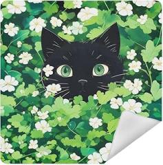 Black Cat Hides in Spring Flowers Camera Protective Wrap, Anti-scratch Lens Protector Wrapper, Magic Self-Adhesive Cloth for Cameras/DSLR/Laptop/Electronic Accessories, L