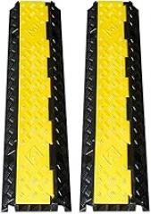 CXRCY Cable Ramp 2 Pack of 3 Channel PVC Rubber Cable Protector, 44000lbs Capacity Heavy Duty Speed Bumps Hose Cord Protector Ramps for Wire Hose Pipe Hider Driveway Outdoor