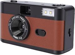 PUSOKEI 35mm Film Camera, Reusable 28MM F/8 Lens Built in Flash Vintage Style Film Camera with 3 Rolls of, for Photography Beginners and Professionals