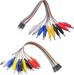 Dupont Head to Crocodile Alligator Clip Cable - Male & Female Connectors for DIY Electronics, Prototyping & Testing