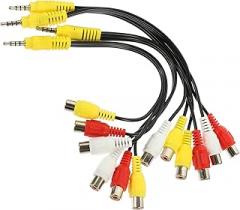 FUOYLOO 4pcs 3.5mm Av to 3 Female Audio Video Converter Cable Splitter Cord for Tv Set-top Box and DVD Player Home Theater Electronics