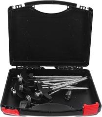 Milisten Screw Tent Stakes Ground Pegs Set M8 Carbon Steel Spiral Ground Nails with Plastic Rotatable Head 10pcs with Socket Gray Pry Tool for Camping and Outdoor Anchoring