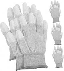 DOITOOL 5 Pairs Static Fingertip Gloves Non Slip PU Coated Industrial Safety Gloves for Electronics Aerospace Automotive with Knitted Wrist and Ergonomic Design